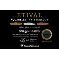 Clairefontaine - Etival, Blocco per acquerello, carta nera, 10 x 15 cm, 300 g/m², fine (cold pressed)|grossa (torchon), blocco collato su 1 lato