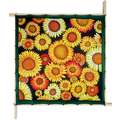 Ideen - Foulard gutta, Sunflowers, linee nere, 90 x 90 cm