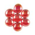 Pietre tonde di vetro colorato appiattite su un lato, 15-20 mm, 100g, 20-25 pz., Rosso iridescente