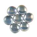 Pietre tonde di vetro colorato appiattite su un lato, 15-20 mm, 100g, 20-25 pz., Blu iridescente