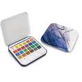 Daler-Rowney - Aquafine Set (acquerelli + pennello), 24 mezzi godet