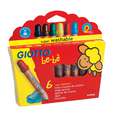 Giotto - Be-bè, Set di matite colorate maxi, 6 matite + 1 temperino