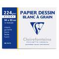Clairefontaine Papier Dessin Blanc à Grain carta da disegno, 24 x 32 cm, 12 ff., liscia|ruvida, 224 g/m²