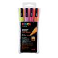 Uni Posca - Set da 4 marker PC-3ML glitter, Rosa, giallo, rosso, arancio glitter