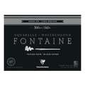 Clairefontaine - Fontaine, Blocco per acquerello nero, 26 x 36 cm, 300 g/m², fine (cold pressed), Blocco collato sui 4 lati con 15 fogli