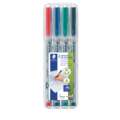Staedtler - Lumocolor non-permanent, Set di penne universali, 4 colori, Extra fine, ca. 0,4 mm