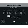 Clairefontaine - Fontaine, Blocco per acquerello nero, 20,3 x 25,4 cm, 300 g/m², fine, Blocco collato su 1 lato con 12 fogli