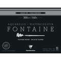 Clairefontaine - Fontaine, Blocco per acquerello nero, 23 x 30,5 cm, 300 g/m², fine, Blocco collato su 1 lato con 12 fogli