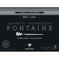 Clairefontaine - Fontaine, Blocco per acquerello nero, 23 x 30,5 cm, 300 g/m², fine (cold pressed), Blocco collato su 1 lato con 12 fogli