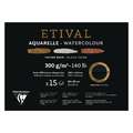 Clairefontaine - Etival, Blocco per acquerello, carta nera, 28 x 38 cm, 300 g/m², fine (cold pressed)|grossa (torchon), blocco collato su 1 lato