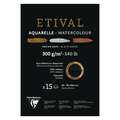 Clairefontaine - Etival, Blocco per acquerello, carta nera, A2, 42 x 59,4 cm, 300 g/m², fine (cold pressed)|grossa (torchon), blocco collato su 1 lato