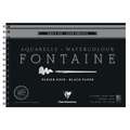 Clairefontaine - Fontaine, Blocco per acquerello nero, 19 x 26 cm, 300 g/m², fine (cold pressed), Blocco spiralato con 12 fogli