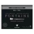Clairefontaine - Fontaine, Blocco per acquerello nero, 24 x 30 cm, 300 g/m², fine (cold pressed), Blocco spiralato con 12 fogli