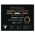 Clairefontaine - Etival, Blocco per acquerello, carta nera, 20,3 x 25,4 cm, 300 g/m², fine (cold pressed)|grossa (torchon), blocco collato su 1 lato