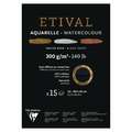 Clairefontaine - Etival, Blocco per acquerello, carta nera, A3, 29,7 x 42 cm, 300 g/m², fine (cold pressed)|grossa (torchon), blocco collato su 1 lato