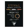 Clairefontaine - Etival, Blocco per acquerello, carta nera, A5, 14,8 x 21 cm, 300 g/m², fine (cold pressed)|grossa (torchon), blocco collato su 1 lato