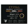 Clairefontaine - Etival, Blocco per acquerello, carta nera, 36 x 48 cm, 300 g/m², fine (cold pressed)|grossa (torchon), blocco spiralato