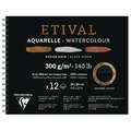 Clairefontaine - Etival, blocco per acquerello nero, 24 x 30 cm, 300 g/m², fine|grossa, blocco spiralato