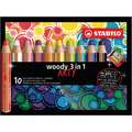 Stabilo - Arty, set di matite Woody 3 in 1 con temperamatite, set, 10 pezzi
