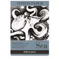 Fabriano - Toned Paper, Carta da disegno Sea, A4, 21 x 29,7 cm, liscia, 120 g/m², blocco collato su 1 lato