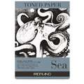 Fabriano - Toned Paper, Carta da disegno Sea, A3, 29,7 x 42 cm, liscia, 120 g/m², blocco collato su 1 lato