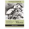 Fabriano - Toned Paper Moss, Carta da disegno, A3, 29,7 x 42 cm, liscia, 120 g/m², blocco collato su 1 lato