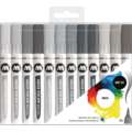 Molotow - Aqua Color Brush, Set di marker, Set di grigi, 12 marker
