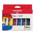 Talens - Amsterdam Standard, Set assortiti da 6 colori acrilici, Colori primari