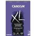 Canson - XL, Carta universale Mixed Media, A3, 29,7 x 42 cm, 300 g/m², opaca, blocco spiralato