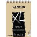 Canson - XL, Blocco per studio e disegno Kraft, A4, 21 x 29,7 cm, 90 g/m², vergata, blocco spiralato