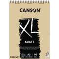 Canson - XL, Blocco per studio e disegno Kraft, A3, 29,7 x 42 cm, 90 g/m², vergata, blocco spiralato