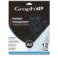 Graph'IT - Carta transfer, DIN A4, 12 fogli, colori assortiti (nero, rosso, blu)