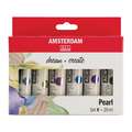 Talens - Amsterdam Standard, Set assortiti da 6 colori acrilici, Colori perlescenti