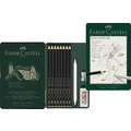 Faber-Castell - Pitt Graphite Matt, Set in confezione di metallo, Set da 11
