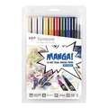Tombow - Abt Dual Brush Pen, Set Manga, Manga Shonen, 0,8 mm, punta a pennello|punta conica