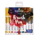 Talens - Ecoline Brush Pen Marker, Set da 10, Colori scuri