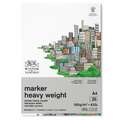Winsor & Newton - Blocco per marker heavy weight, A4, 21 x 29,7 cm, 160 g/m², liscia, blocco collato su 1 lato 25 ff.