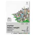 Winsor & Newton - Blocco per marker heavy weight, A3, 29,7 x 42 cm, 160 g/m², liscia, blocco collato su 1 lato 25 ff.