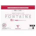 Clairefontaine - Fontaine, Carta per acquerello, grana fina, 26 x 36 cm, 10 ff., fine (cold pressed), blocco collato su 1 lato