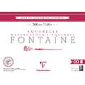 Clairefontaine - Fontaine, Carta per acquerello, grana fina, 23 x 31 cm, 20 ff., fine (cold pressed), blocco collato su 4 lati