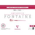 Clairefontaine - Fontaine, Carta per acquerello, grana fina, 26 x 36 cm, 20 ff., fine (cold pressed), blocco collato su 4 lati