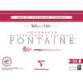 Clairefontaine - Fontaine, Carta per acquerello, grana fina, 46 cm x 61cm, 20 ff., fine (cold pressed), blocco collato su 4 lati