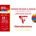 Clairefontaine, assortimento carta da disegno, 12 ff., colori vivaci, 24 x 32 cm, ruvida|opaca