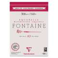 Clairefontaine - Fontaine, Carta per acquerello, grana fina, A3, 29,7 x 42 cm, fine (cold pressed), blocco collato su 1 lato