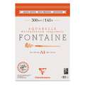 Clairefontaine - Fontaine 300 g/mq, carta per acquerello, A4, 21 x 29,7 cm, blocco collato su 1 lato