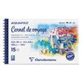 Clairefontaine - Aquapad, Carnet de Voyage, Album per schizzi spiralato, 13,5 x 25 cm, 300 g/m², fine (cold pressed), Blocco spiralato con 15 fogli