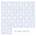 Qbix - Set di stencil con alfabeto, 5 cm, set, Carattere: San Serif