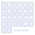 Qbix - Set di stencil con alfabeto, 5 cm, set, Carattere: Serif