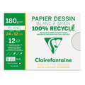 Clairefontaine - Pochette Dessin, Carta da disegno riciclata, 24 x 32 cm, conf. da 12, 180 g/m²