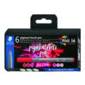 Staedtler - Pigment Arts Pen, Set tematici da 6 Brush Pen 371, Reds & Pinks, set, punta a pennello